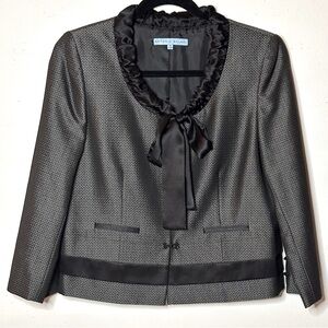 Antonio Melani Crop Blazer Black Satin Bow 4